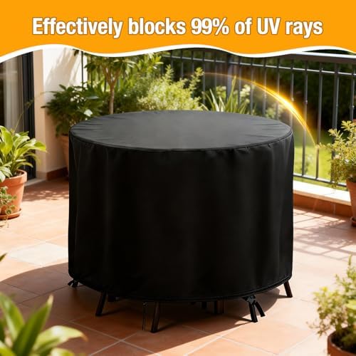 POMER Round Patio Furniture Set Cover,Outdoor Round Table Cover 72"D x 4...