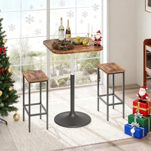 MAHANCRIS Bar Table, Height-Adjustable Pub Table 26.8-36.2 Inches, Cocktail T...