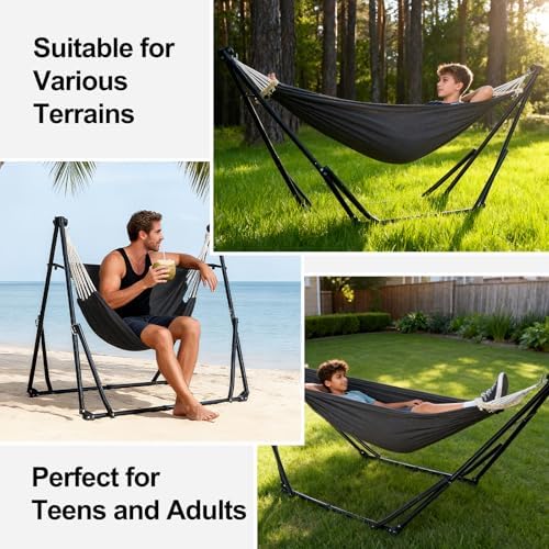 2-in-1 Hammock Chair with Stand, Portable Hammock, Black