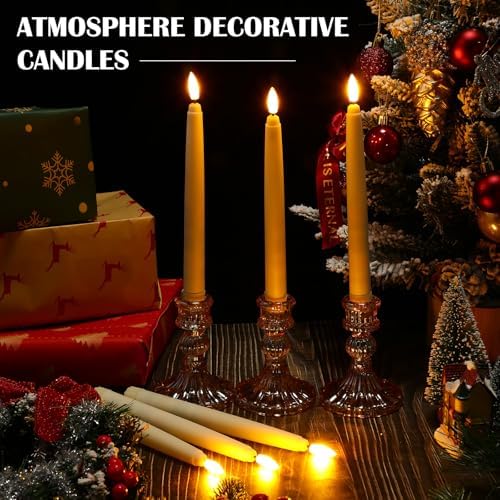 Baquler 100 Pcs Flameless Taper Candles LED Taper Candles Flickering Bulk