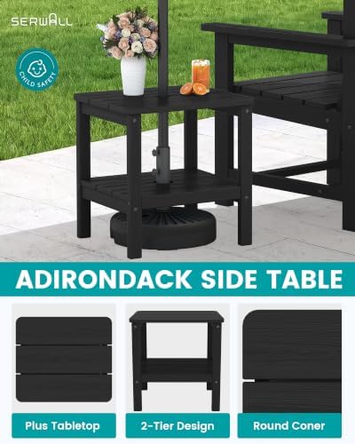 SERWALL 3 Pieces Patio Bistro Set-Outdoor Chairs with Side Table,Black