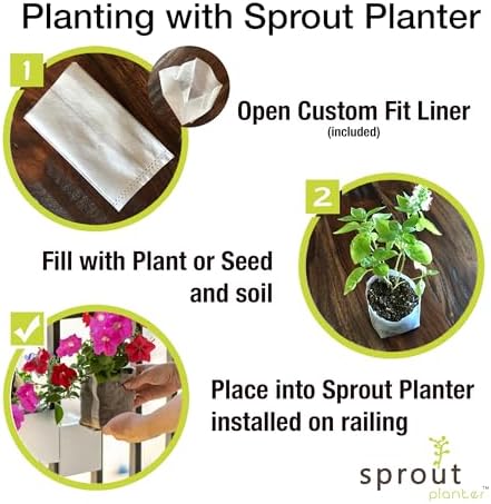 Railing Planter 5-Pack, White (4-inch) | Tool-Free Space-Saving Floating Flow...