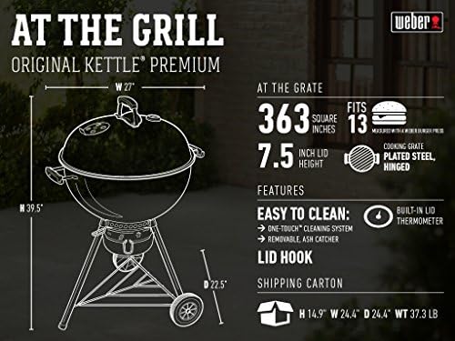Weber® Original Kettle Premium Charcoal Grill, 22-Inch, Black