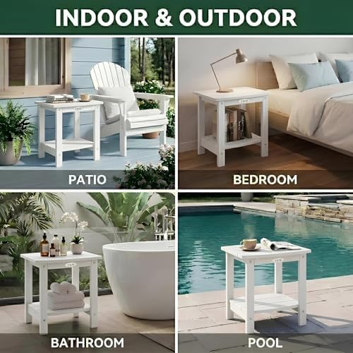 Y&M Outdoor Side Table, HIPS Adirondack Small Double Layer Table, Waterpr...