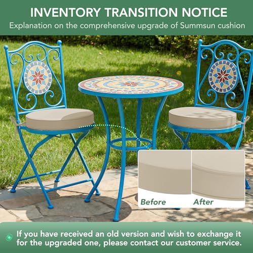 Summsun Outdoor Bistro Chair Cushions Set of 2, 15" D x 3" H Round ...