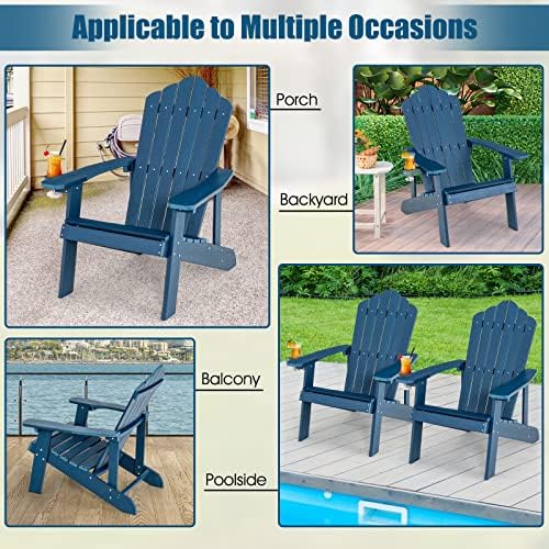 Giantex Outdoor Adirondack Chair - Oversized Patio Chairs w/Hidden Cup Holder...