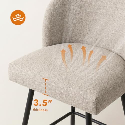 Counter Height Bar Stools Set of 2, 360° Swivel Upholstered Barstools with Ba...