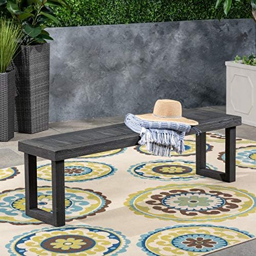 Christopher Knight Home Kemp Outdoor Acacia Wood Bench, Gray Finish, Sandblas...