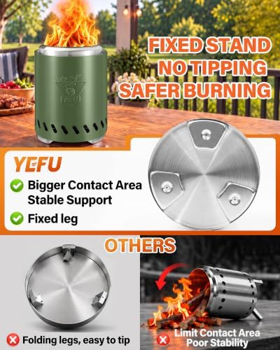 YEFU 9.6 x 7.1in Tabletop Fire Pit, Smokeless Mini Fire Pit, Quick Ignition