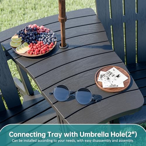 Shintenchi Adirondack Chairs Set of 2,HDPE Adirondack Chairs w/Removable Tabl...
