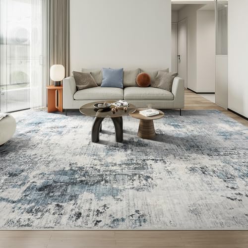 Abstract 8x10 Area Rug: Machine Washable Non Slip Ultra Thin Low-Pile Carpet,...