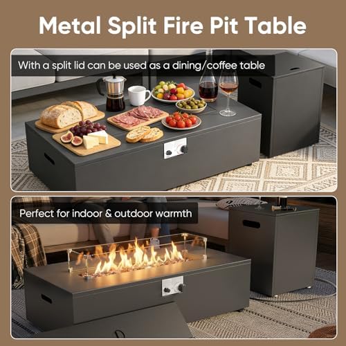 HUMMUH 11-Piece Patio Set with Swivel Rockers, Sofa and Fire Pit Table