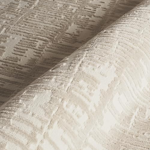 Abani Cream Grid Textured Area Rug - 6' x 9' - Chunky, Plush and Soft...
