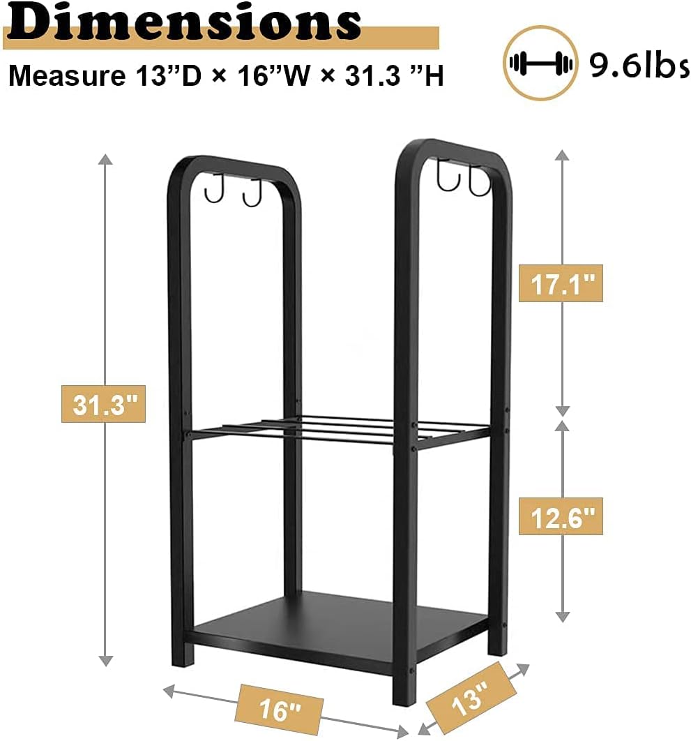 2-Tier Fireplace Firewood Rack Holder for Indoor Outdoor, Small Fire Wood Hol...