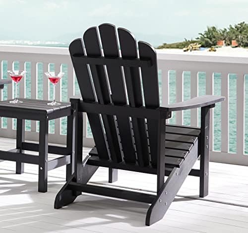 Adirondack Chair, HDPE All-Weather Outdoor Patio Chair, Black