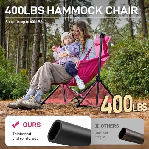 EVER ADVANCED Padded Oversized Hammock Camping Chair, Compact Heavy Duty Swin...