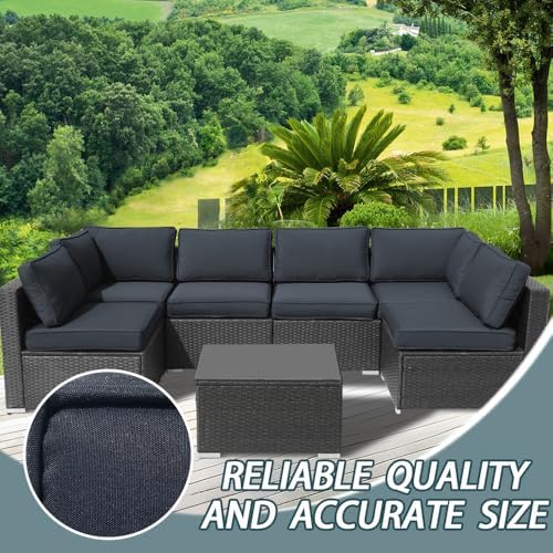 14Pcs Outdoor Cushion Covers Replacement Washable w/Zipper for 6-Seaters Sofa...