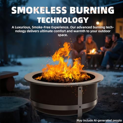 27 Inch Smokeless Wood-Burning Fire Pit, Aged Rust-Look Finish