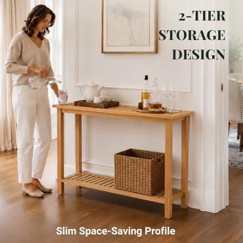 48" Narrow Outdoor Console Table, Sofa Buffet Serving Patio Table