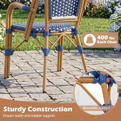 Tangkula Wicker Patio French Bistro Dining Chairs Set of 2