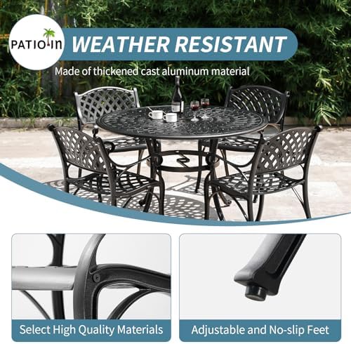 Aluminum Patio Chairs Set of 4, Metal Outdoor Chairs, Patio Dining Chairs wit...