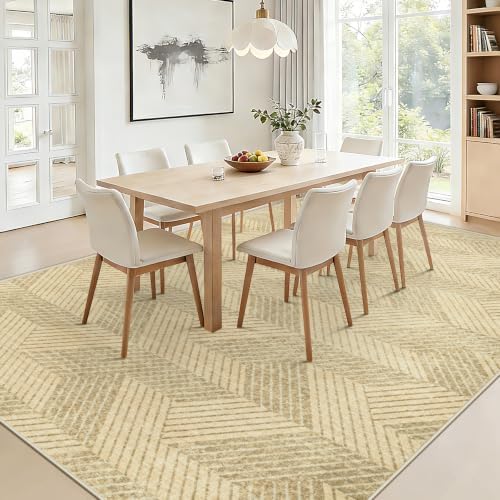 MXSANYOO Area Rugs 8x10 for Living Room, Washable Geometric Brown Rug