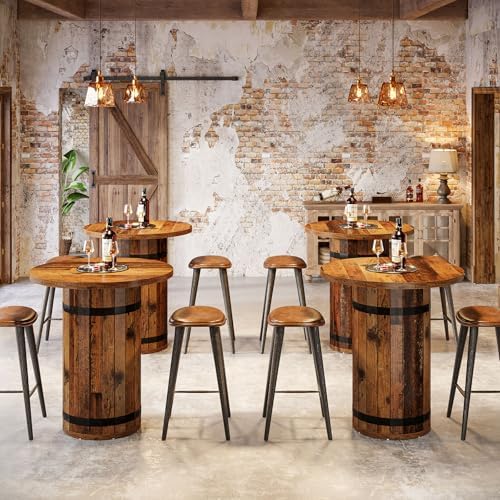 Tribesigns Round Bar Table, 39.4-Inch Bar Height, Bistro Pub Table