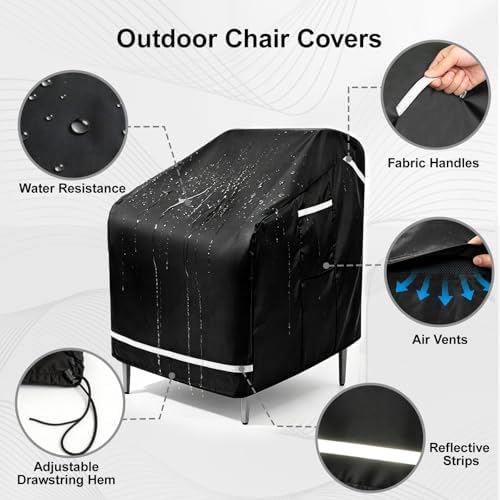 3 Piece Patio Furniture Covers for 2 Chairs and Side Table 37"W x 38&quo...