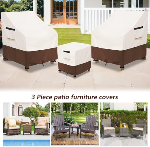 3 Pieces Patio Adirondack Chair Sets Covers,600D Waterproof Heavy Duty Patio ...