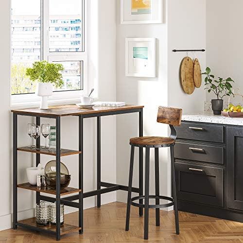 VASAGLE Bar Table with Sturdy Metal Frame, Easy Assembly, Industrial Design, ...