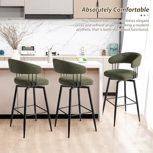 Glitzhome Swivel Bar Stools Set of 2, 31.5 Inch Seat Height Modern Mid Centur...