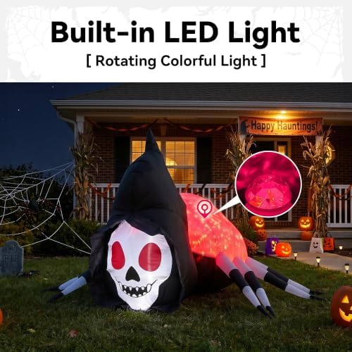 5.7FT Halloween Inflatable Skeleton Spider Outdoor Yard Decor with Magic Ligh...