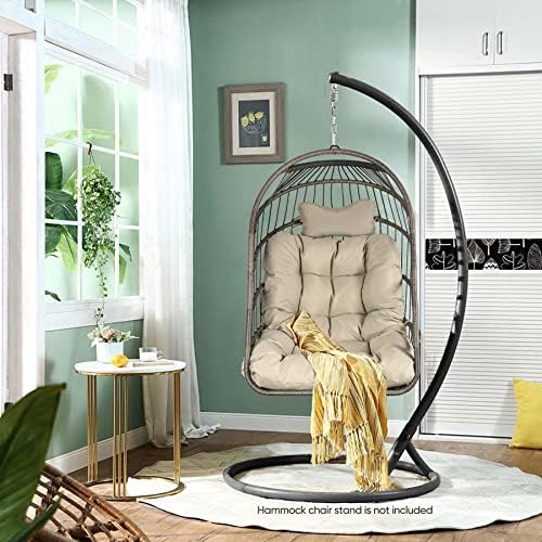 Chihee Egg Chair Foldable Wicker Rattan Hanging Swing Chair Indoor Outdoor Pa...