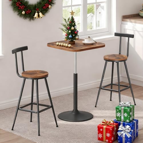 MAHANCRIS Bar Stools, Set of 2 Bar Chairs with Backrest and Footrest, 26"...