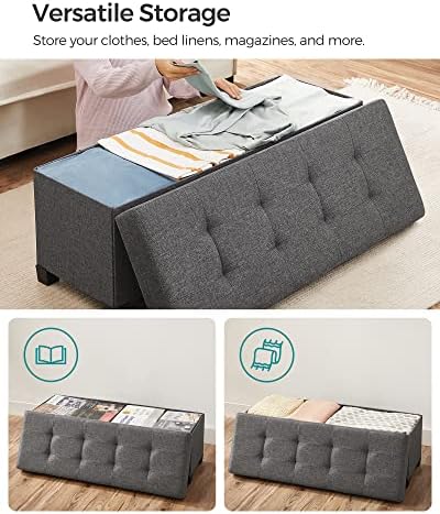 SONGMICS Storage Ottoman Bench, Foldable Foot Rest with Legs