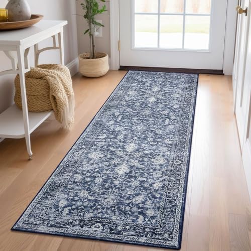 KILOCOCO Hallway Runner 2x6 Washable Runner Rug Non-Slip Kitchen Rug, Blue