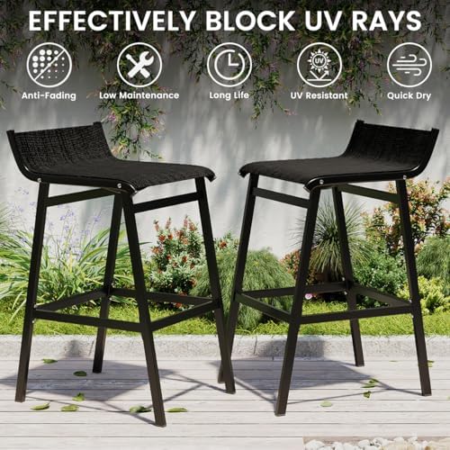 Sundale Outdoor Patio Metal Bar Stools, Low Back Modern Counter Height