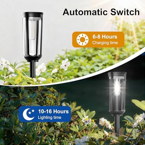 JEJOT Solar Pathway Lights Outdoor Waterproof, 4 Pack Solar Walkway Lights