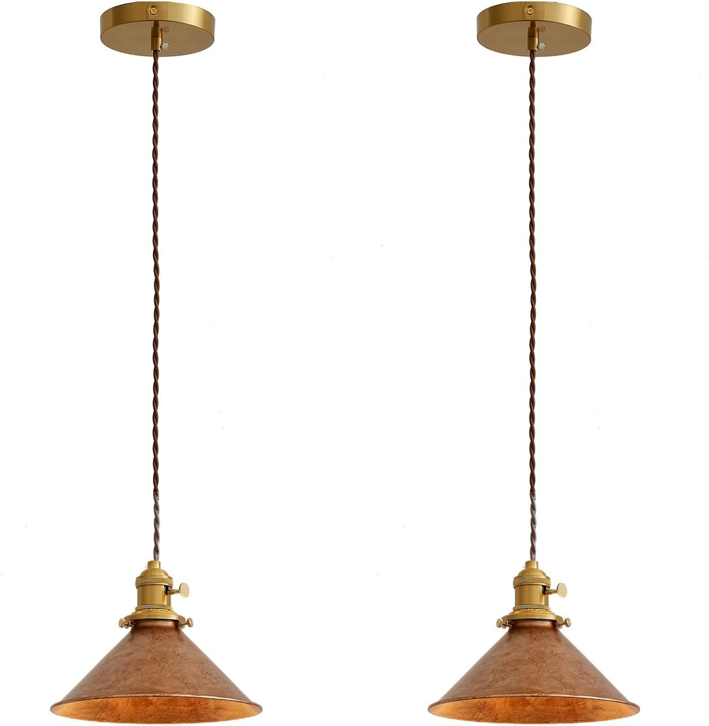 Rusted Copper Kitchen Hanging Lights 8.2 Inch Industrial Lampshade Retro Farm...