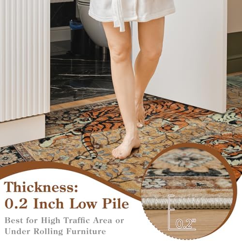 Moynesa Tiger 5x7 Area Rugs, Boho Washable Rugs for Living Room, Vintage Soft...