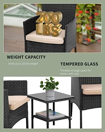 PayLessHere 3 Piece Furniture Patio Chairs Wicker Outdoor Rattan Conversation...