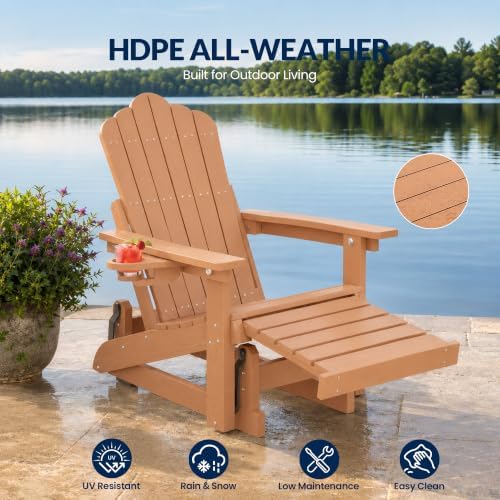 Adirondack Glider Chairs Set of 2,with Retractable Ottoman,Adjustable Back
