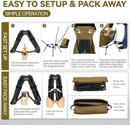 MARCHWAY Lightweight Folding High Back Camping Chair with Head Support, Stabl...