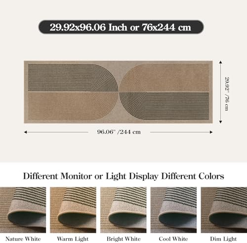 Lahome Enfys Modern Rainbow Easy Jute Rug, 2x8 Hallway Runner Washable Rugs f...