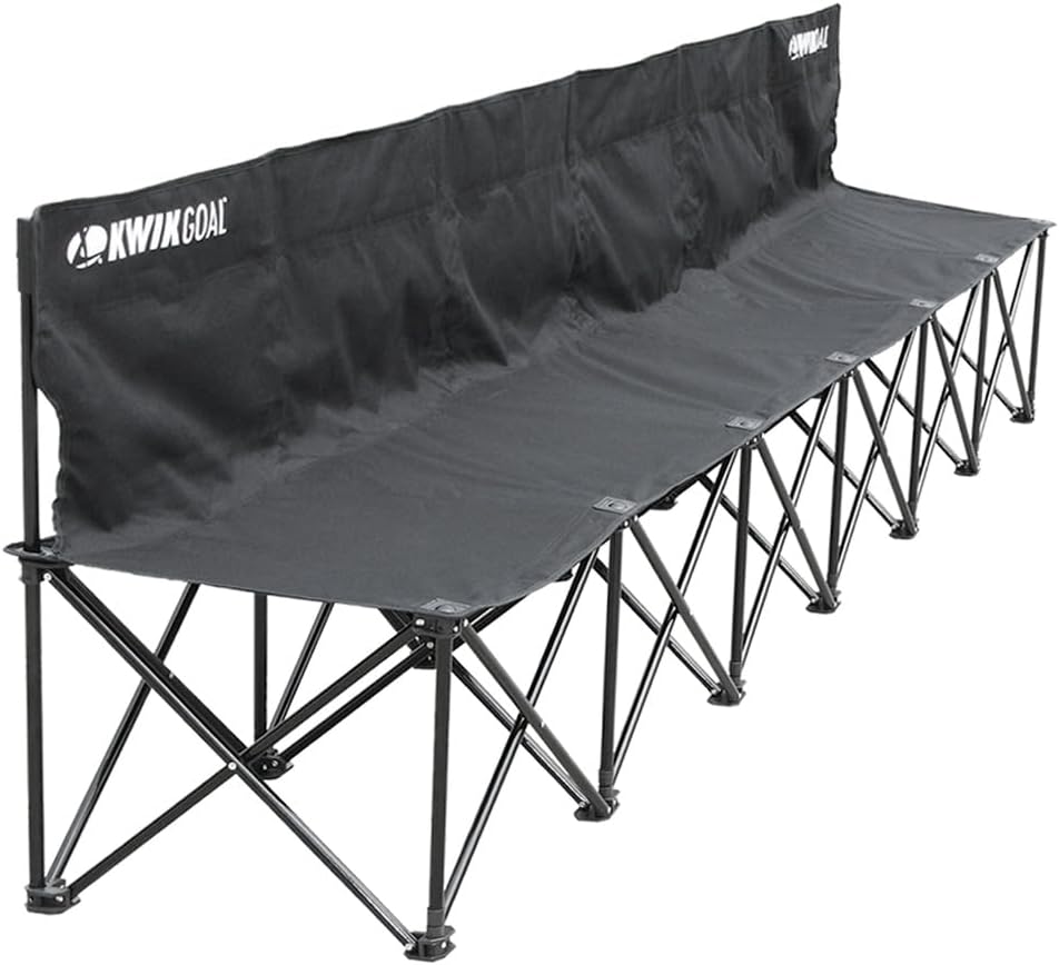 Kwik Goal 6-Seat Kwik Bench, Black, Steel Frame with Woven Fabric Seats, 16&q...