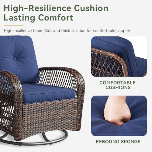 Aoxun 3 Pieces Patio Furniture Set, Patio Swivel Rocker Chairs Set of 2, Wick...