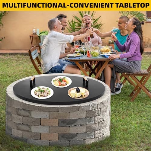 G GOOD GAIN Firepit Lid Round 34 Inch,Rust Resistant Fire Pit Lid Cover