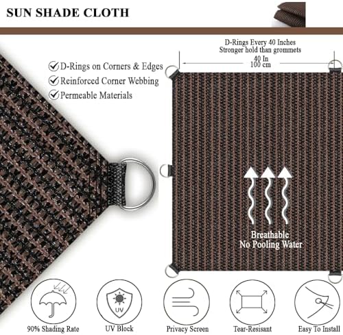Sun Shade Cloth 8x20 FT, UV Block Outdoor Patio Shade Cover, Permeable and Te...