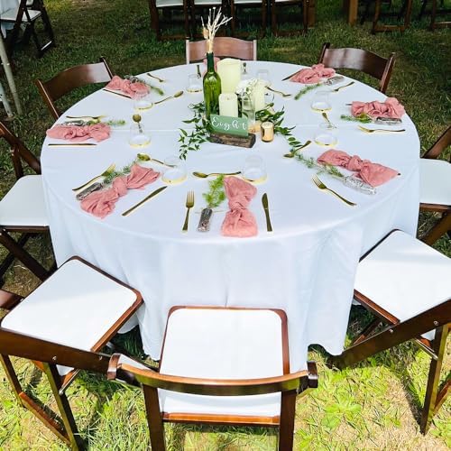 10 Pack White Round Tablecloths, 120 Inch Stain Resistant and Wrinkle Polyest...