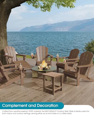 MUCHENGHY Adirondack Outdoor Side Table, 14.7" Patio Side Table Weather ...